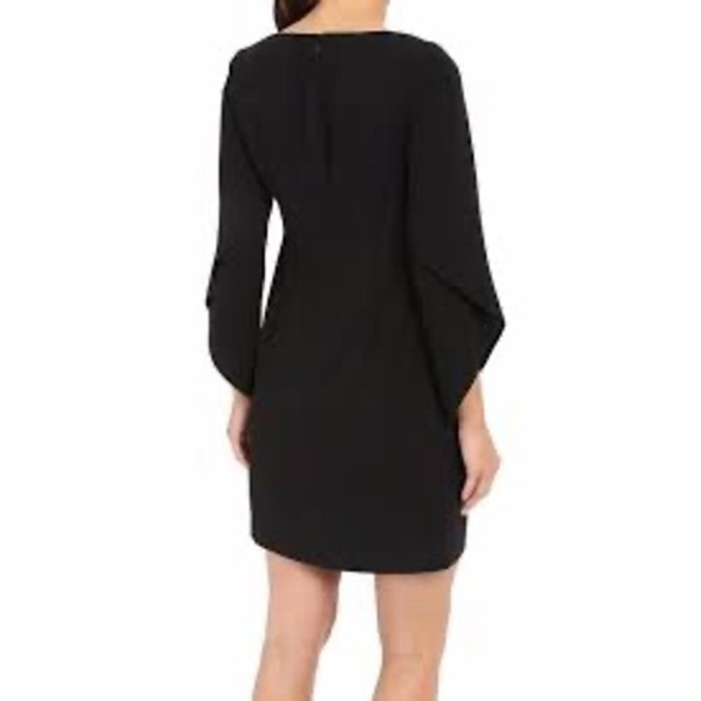 Laundry by Shelli Segal Women Crepe T Body Tulip Sleeve Dress Black Cocktail LBD